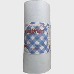 May include: A roll of Insul-Bright batting for home projects. The label features the text "Ideal For Your Warm Home Projects!" and "Insul-Bright" in a stylized font. The label has a blue and white checkered pattern.