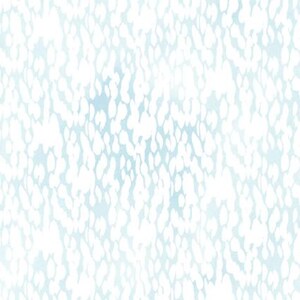 May include: A seamless pattern with a light blue background and white abstract spots. The spots are irregular in shape and size, creating a subtle animal print effect.