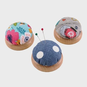 Wooden Base Fabric Pin Cushions