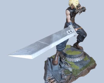 Clad figurine, 35.5cm resin, 3D printed statue, hand-painted Final Fantasy figurine