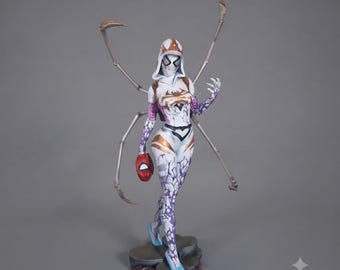 3D Symbiotflicka Resinfigur (33 cm) - Handmålad Spindelhjältinnastaty, Geek and Comics Collection