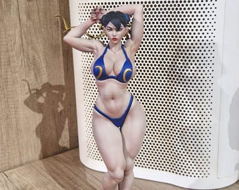 Chun-Li Street Fighter Resinfigur – Handmålad Fan Art-staty – Geek Gamer-present – Samlarobjekt