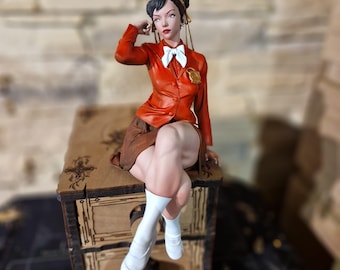 Universitetssittande figurin - 3D-utskriven fankonst - Anime-statydekoration - Spelhyllapresent för spelare - Nördpresent