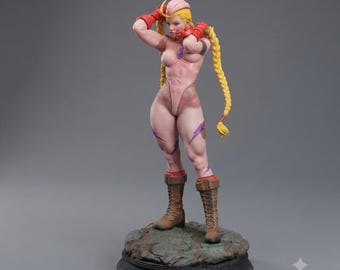 3D-tryckt hartsfigur av streetfighter, samlarstaty av street art, handmålad figur, Cam-figur 30 cm eller 1:6