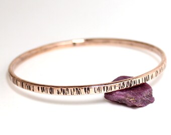 Stripe Handmade Copper Bangle Bracelet for Women - Plus Size for large wrists to extra small size