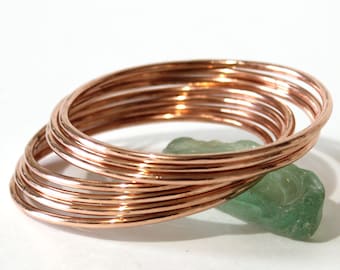 Thin Copper Bangle Bracelet | Handmade solid copper bangle | Choose Size & Quantity