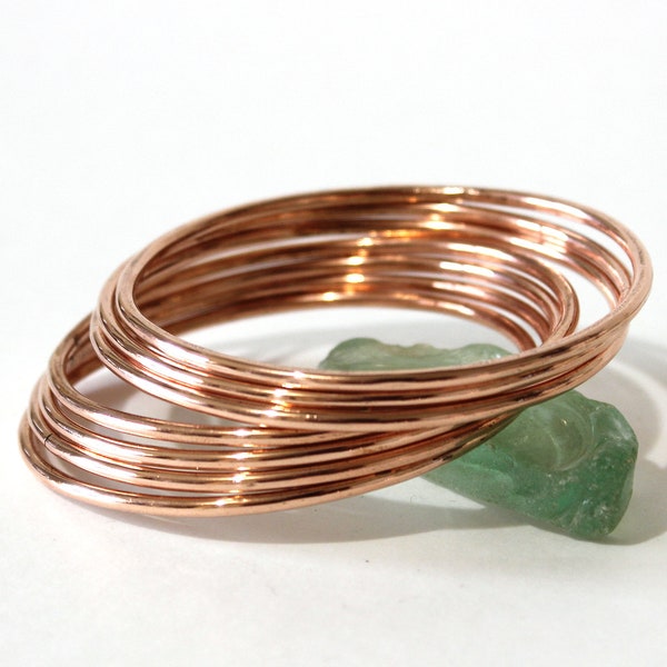 Thin Copper Bangle Bracelet | Handmade solid copper bangle | Choose Size & Quantity