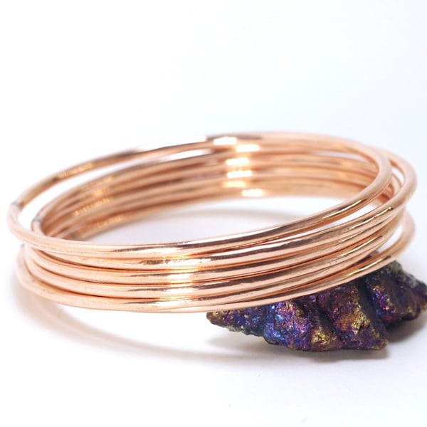 Thin Copper Bangle Bracelet For Women - Choose Size & Quantity - plus size - extra large - extra small size bangle bracelet