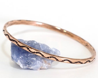 Wavy Dots - Handmade Copper Bangle Bracelet for Women - Custom Size