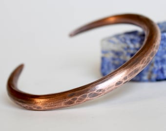 The Bull Forged Copper Cuff Bracelet Heavy Gauge Handmade Copper Cuff Bracelet with tapered ends, for men, him, mens copper bracelet