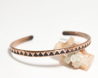 Graphic Triangle Design - Copper Cuff Bracelet for men or women