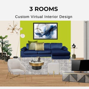 3 Rooms -Custom Virtual Interior Design | Full Interior Design Service | Custom Interior Design Service | Virtual Design | Interior E-Design