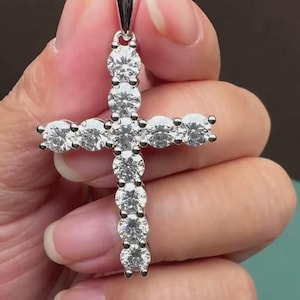 Lab Grown Diamond Cross Pendant, 2.20 CT Round Cut Lab Created Diamond Pendant, Religious Pendant for Gift, Charm Pendant, Wedding Pendant