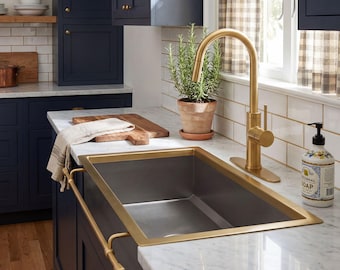 Handmade Custom Copper Kitchen Sink with Pot Rail