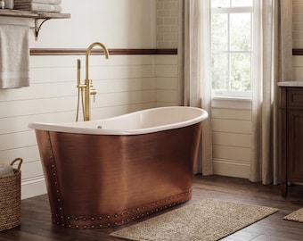 Handmade Luxury Copper Ceramic Freestanding Bathtub