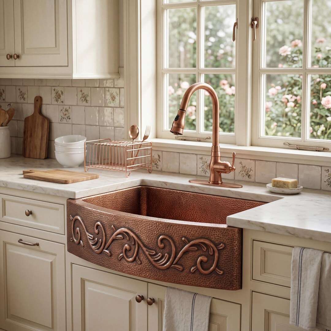 Custom Copper Farmhouse Kitchen Sink: Handmade Single Bowl - Etsy