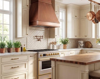 Custom Copper Range Hood: Handcrafted Kitchen Furniture