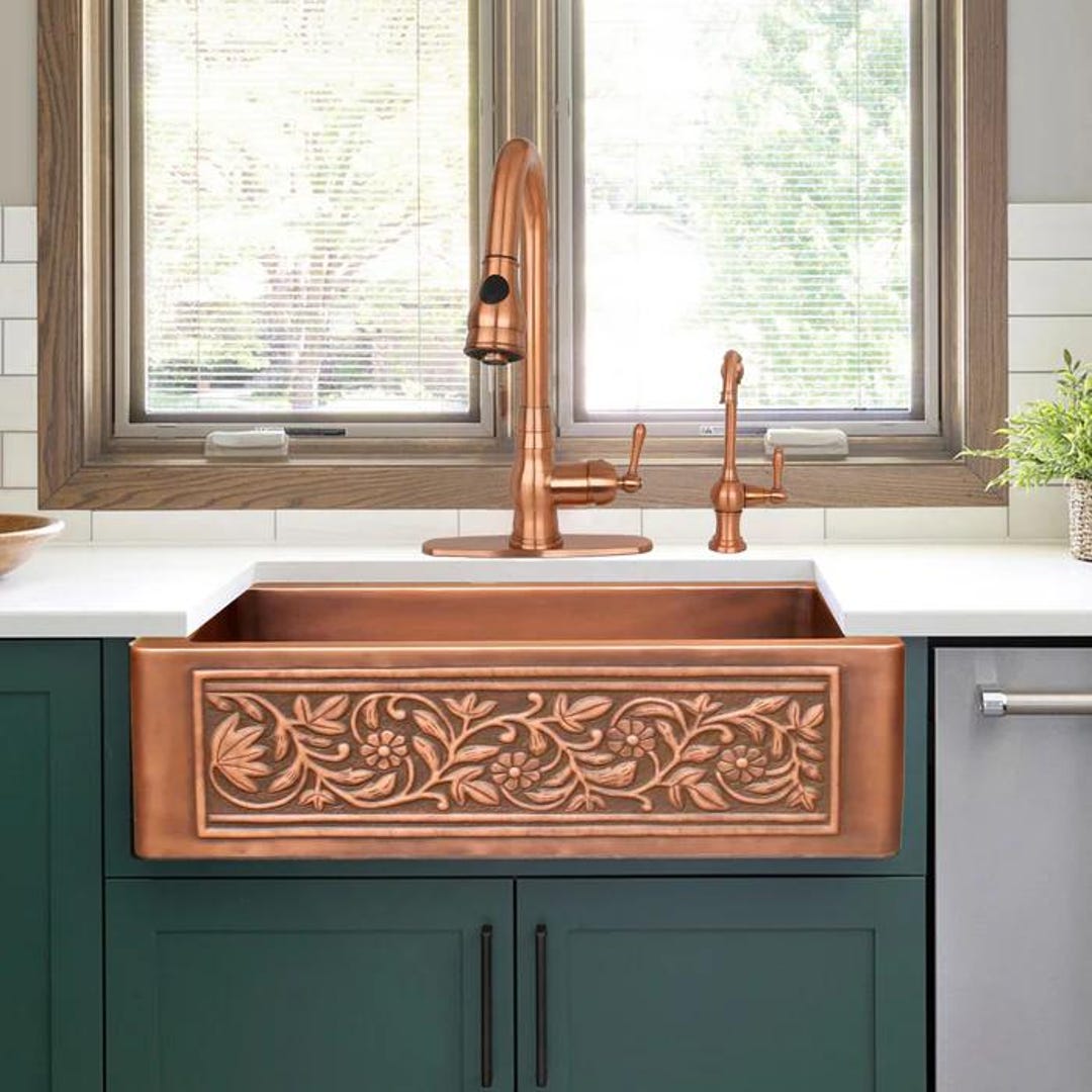 Handmade Copper Farmhouse Kitchen Sink: Customizable Single Bowl - Etsy