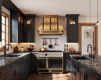 Custom Artisan Gas Range: 48" Freestanding, 8 Sealed Burners, Convection Oven, Copper Tones
