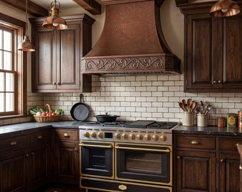 Custom Copper Range Hood: Handcrafted Kitchen Furniture