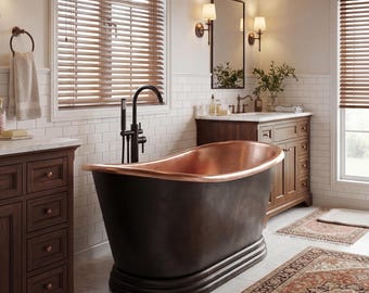 Handmade Copper Ceramic Bathtub Freestanding Artisan Tub