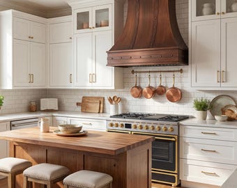 Custom Copper Range Hood: Handcrafted Kitchen Furniture