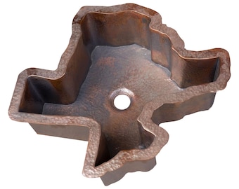 Hand Hammered Copper Sink: Texas Flag Shape Bathroom Decor
