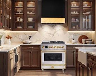 Custom Artisan Gas Range: 36" Freestanding, 6 Sealed Burners, Convection Oven, Copper Tones
