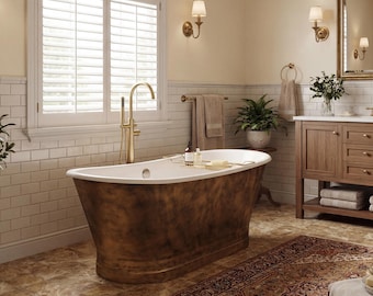 Custom Double Slipper Copper Ceramic Freestanding SPA Tub