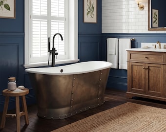 Custom Handmade Stainless Steel Freestanding Soaking Tub