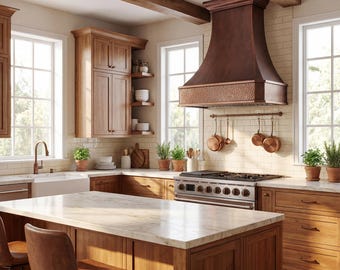 Custom Copper Range Hood: Handcrafted Kitchen Furniture