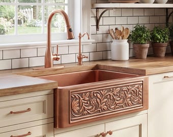 Handmade Copper Farmhouse Kitchen Sink: Customizable Single Bowl