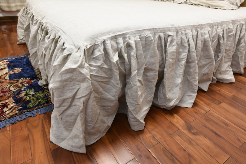Shabby chic Linen Bed skirt Dust Ruffle Etsy