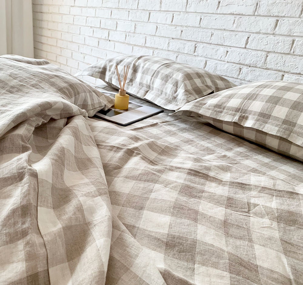 tan buffalo check duvet