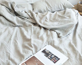 Set of 3 Pure Hemp Duvet cover  with 2 pillowcases sand color