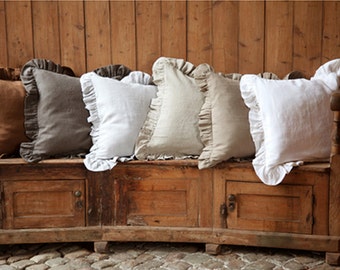 Shabby chic Pre washed 100% Linen Large European square  pillowcase sham, range of colors sizes