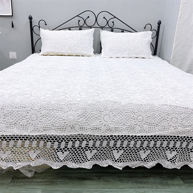 手編みのベッドスプレッド、ベッドカバー、ヴィンテージレース