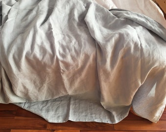 Linen Sheet set in light gray,  flat sheet, fitted sheet and 2 pillowcases