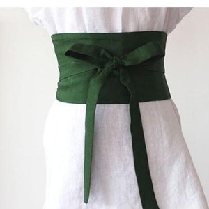 Linen Wrap Belt, Linen Obi Belt, Wide Boho Belt, Linen Kimono Belt, Washed Linen Waist Belt