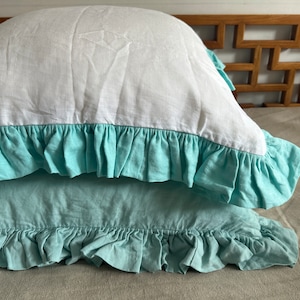 Linen Euro Sham Set: Cottage Chic Ruffled Pillow Cover (24&quot;)