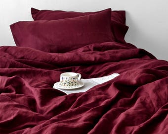 Stone-Washed Linen Bedding Set: Mulberry Duvet Cover with Pillowcases