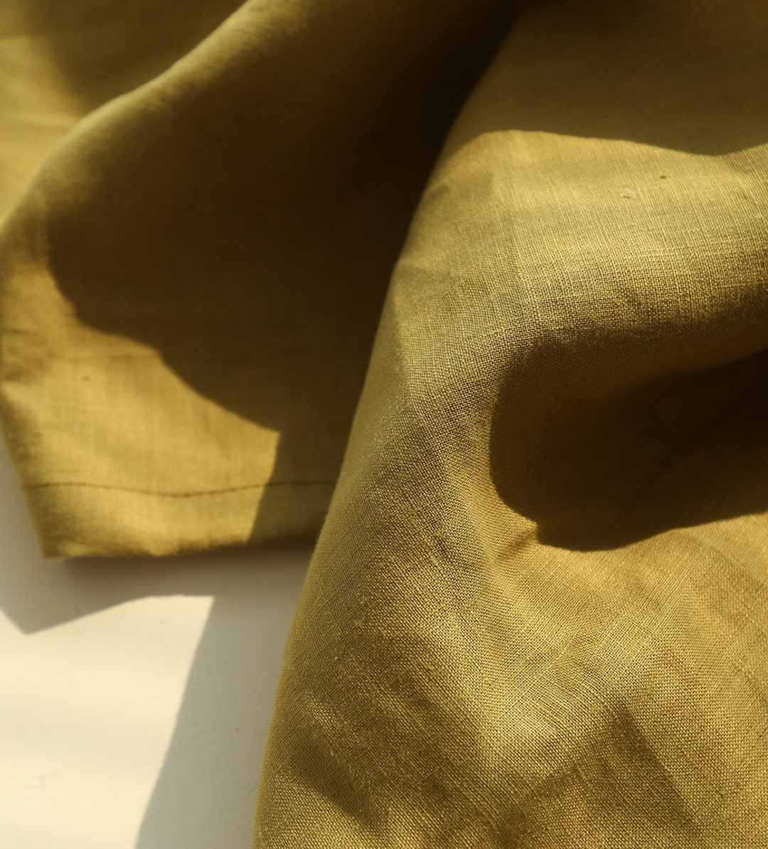 Extra Wide Linen Fabric 100 Pure Linen Medium Weight 110 Width Mustard