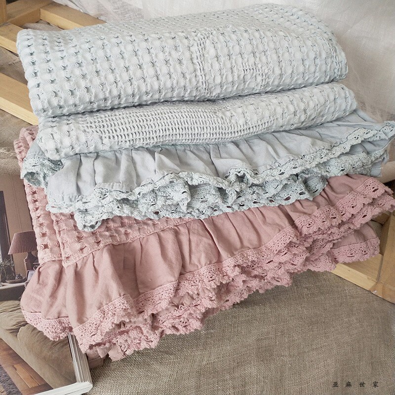 Shabby Chic Softened Waffle Cotton Blanket Throw Wrap with Etsy
