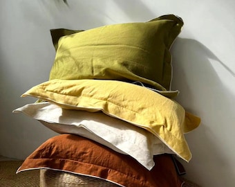 Set of Two! Customizable Hemp Pillowcase with Overlock Edge - Multiple Colors and Sizes Available