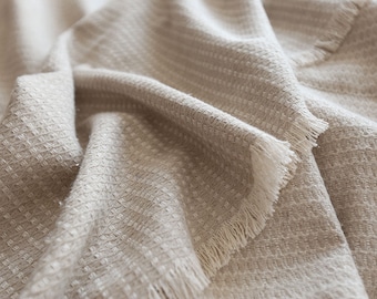 Shabby Chic Weicher Jacquard Leinen Baumwolldecke Wickeltuch Naturbeige