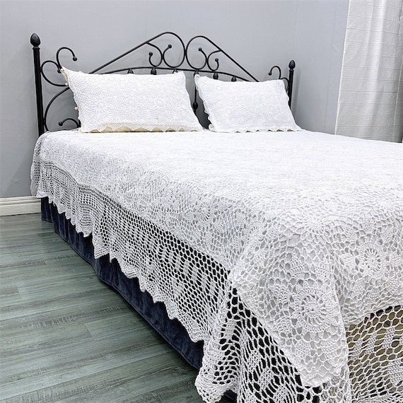 手編みのベッドスプレッド、ベッドカバー、ヴィンテージレース