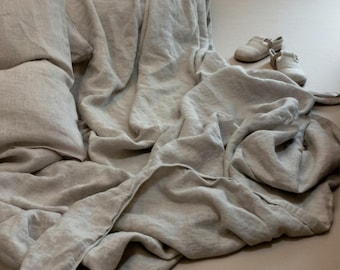 Pure Hemp Blanket Double Layer Natural Beige Soft Washed Minimalist Throw Coverlet