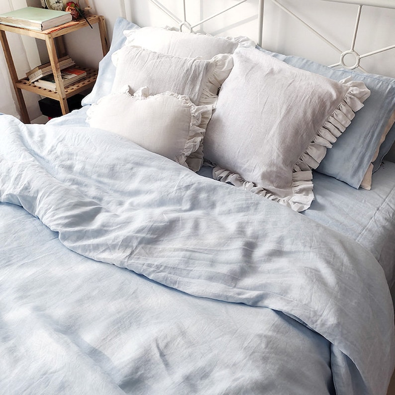 Set of 3 Stone Washed Linen Duvet Cover With TWO Pillowcases Etsy