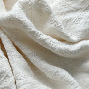 Shabby Chic Softened Jacquard Pure Linen Flax Blanket Throw Wrap