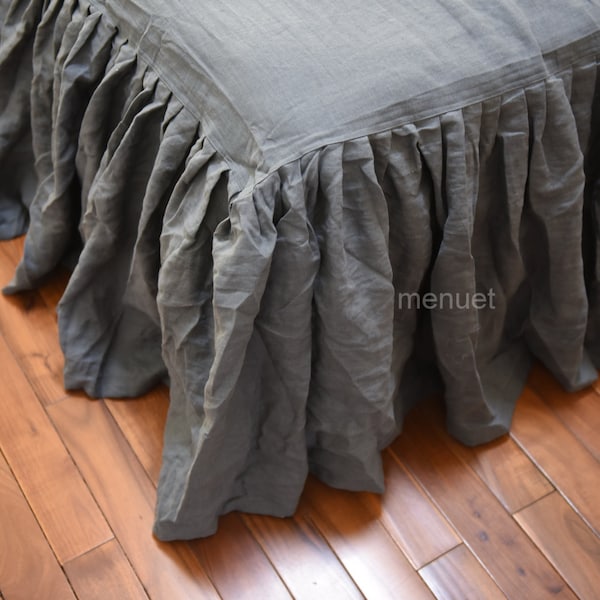 Shabby chic Linen Bed skirt Dust Ruffle